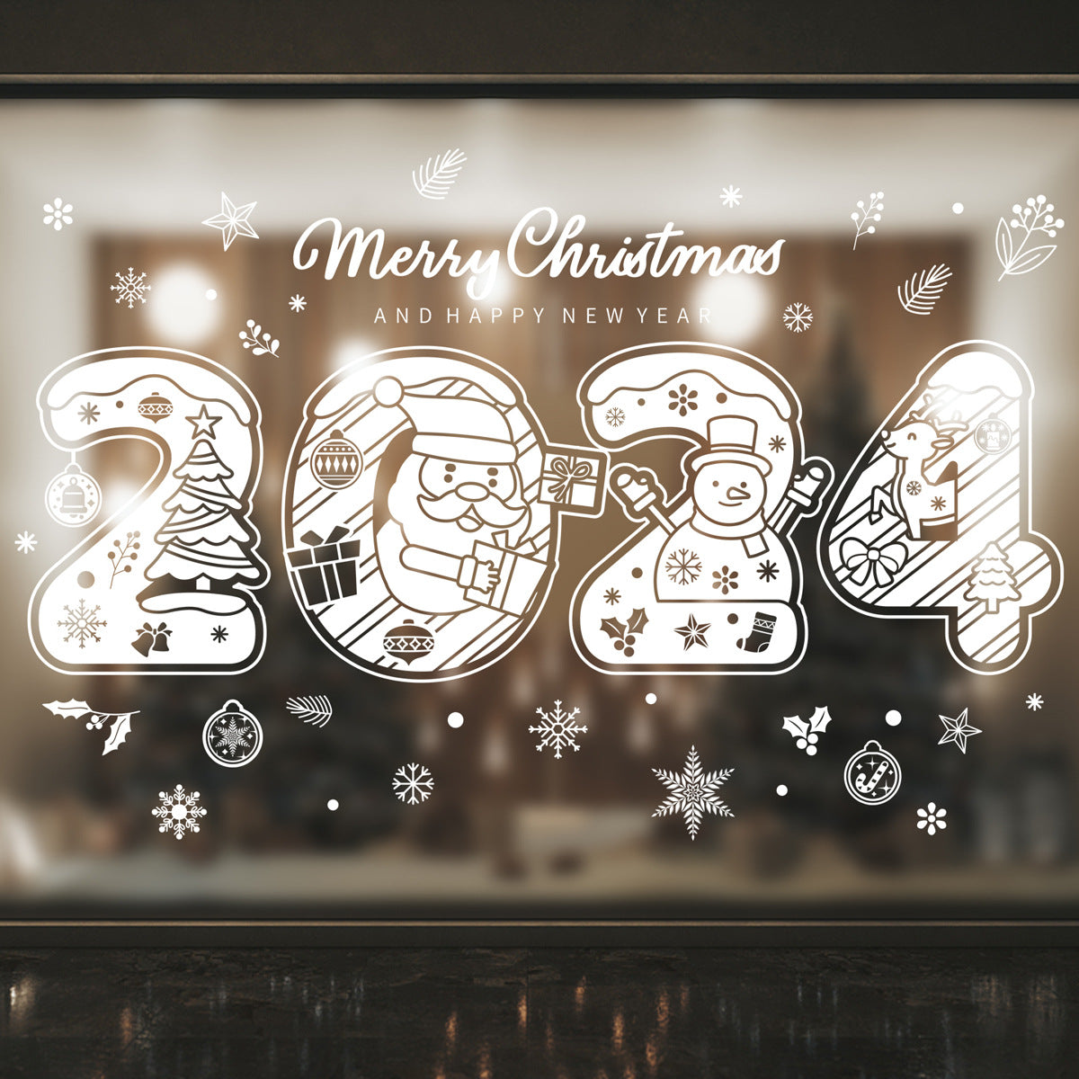 Wholesale Merry Christmas Stickers Santa Claus Elk Snowman Window Sticker